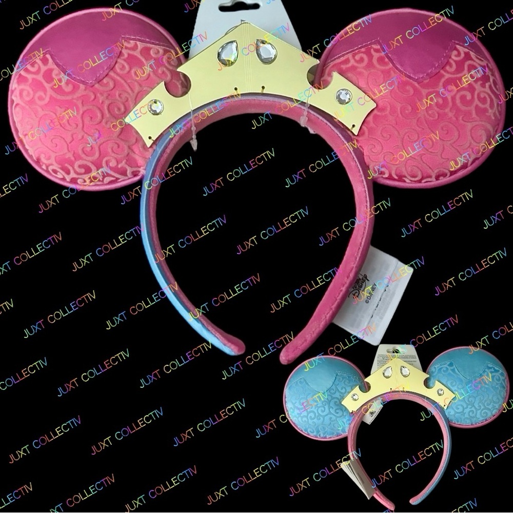 Disneyland Sleeping Beauty Aurora Pink Blue Reversible Minnie Ears Headband